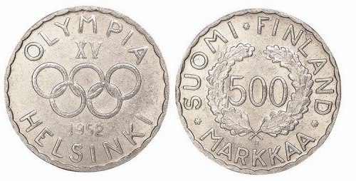 1952年第十五届芬兰赫尔辛基奥林匹克运动会纪念银币