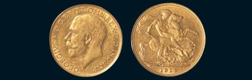 1914年英国1/2SOVEREIGN金币