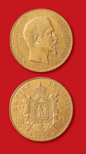 1858年法国100法郎金币