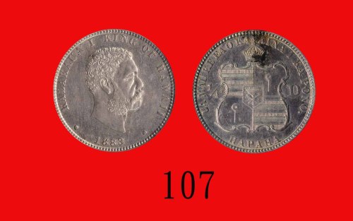 1883年美国银币 1/4元U.S.A.: Silver 1/4 Dollar, 1883, Hawaii King. PCGS Genuine 真币