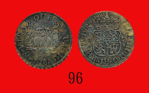 1764年(Mo M)墨西哥银币 2R。近未使用Mexico: Silver 2 R, 17642 Mo M. AU