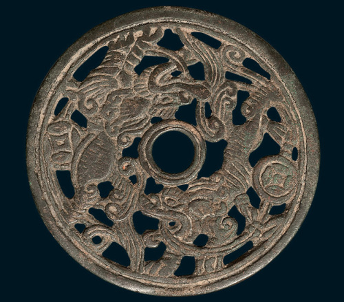 麒麟引凤镂空花钱（直径58mm）