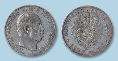 1876年德国普鲁士5马克银币