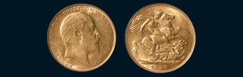 1910年英国1/2SOVEREIGN金币