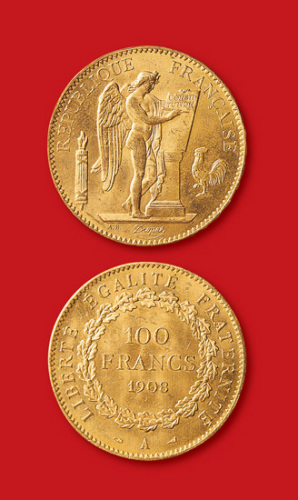 1908年法国100法郎金币