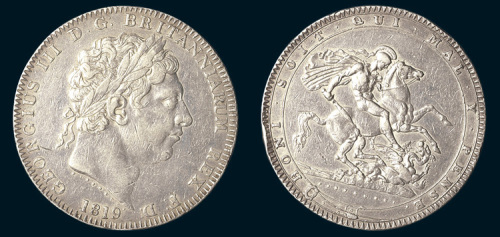 1819年英国乔治三世马剑1元银币