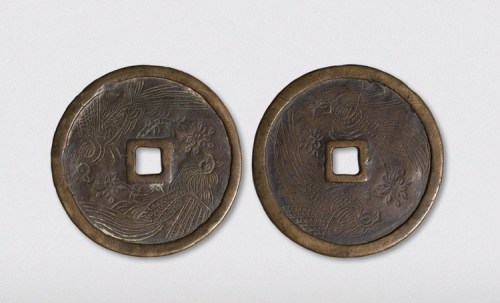 双凤图大型手刻花钱（直径57mm）
