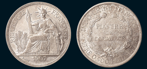 1907年法属印度支那女神像壹圆银币