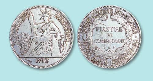 1912年法属印度支那自由女神像银币壹元一枚