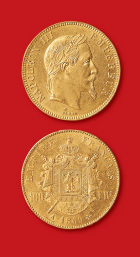 1869年法国100法郎金币