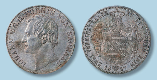 1857年德国萨克森公国2塔勒银币