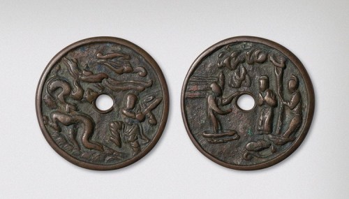 金代周处斩蛟背柳毅传书大型花钱（直径50mm）