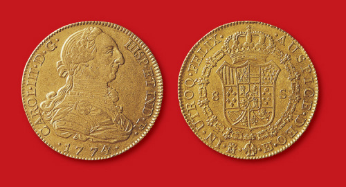 1774年西班牙卡洛斯三世8Escudos金币