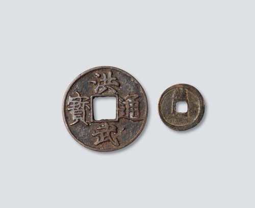 明代洪武通宝二枚