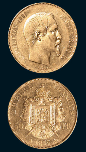 1855年法国50法郎金币