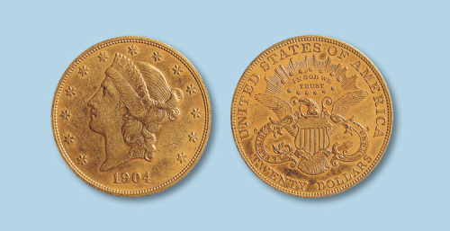 1904年美国20元金币一枚