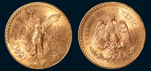 1945年墨西哥50PESOS金币