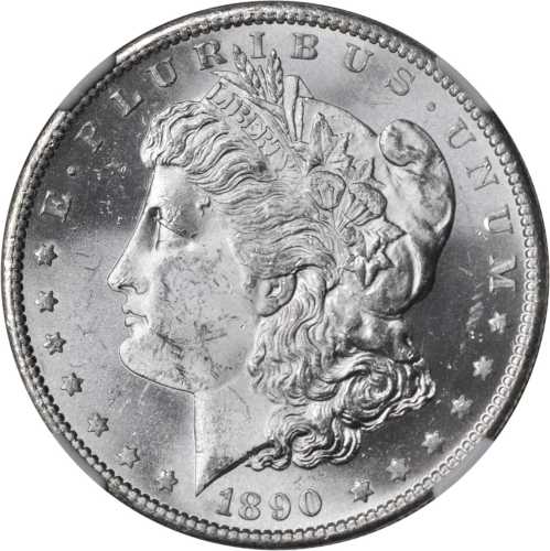 1890-S Morgan Silver Dollar. MS-63 (NGC).