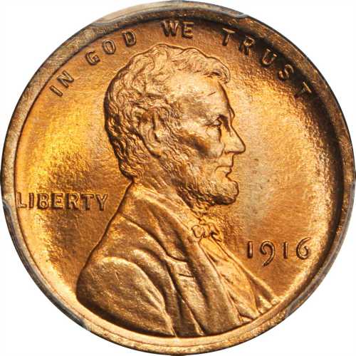 1916 Lincoln Cent. MS-67 RD (PCGS).