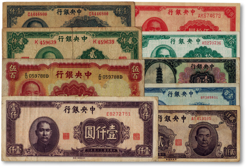 中央银行纸币9种