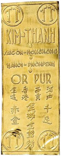 Goldbarren o. J. Vietnam. Kim Thanh (Goldplatte). Mit Orts- und Feingehaltsangaben in lateinischen B