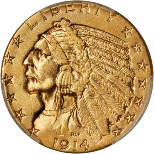 1914-D Indian Half Eagle. AU-53 (PCGS).