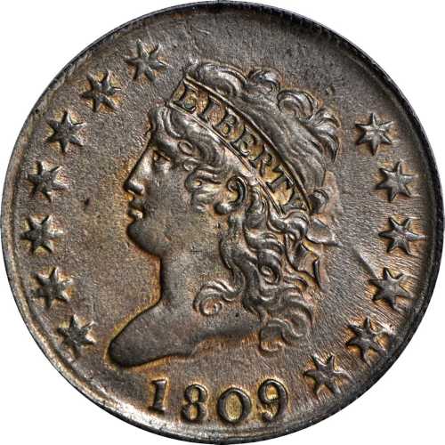 1809 Classic Head Cent. S-280, the only known dies. Rarity-2. AU-58 (PCGS). CAC.