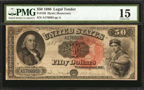 Fr. 159. 1880 $50 Legal Tender Note. PMG Choice Fine 15.