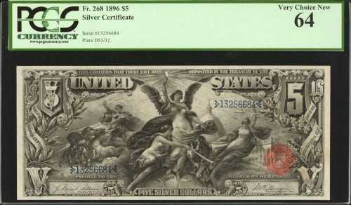 Fr. 268. 1896 $5 Silver Certificate. PCGS Very Choice New 64.