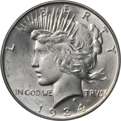 1934-D Peace Silver Dollar. MS-65 (PCGS).