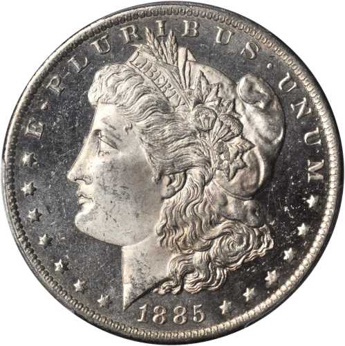 1885-O Morgan Silver Dollar. MS-64+ DMPL (PCGS).