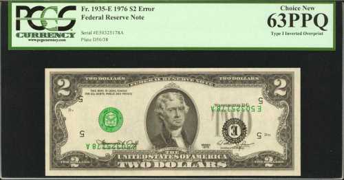 Fr. 1935-E. 1976 $2 Federal Reserve Note. Richmond.  PCGS Choice New 63 PPQ. Inverted Third Print Er