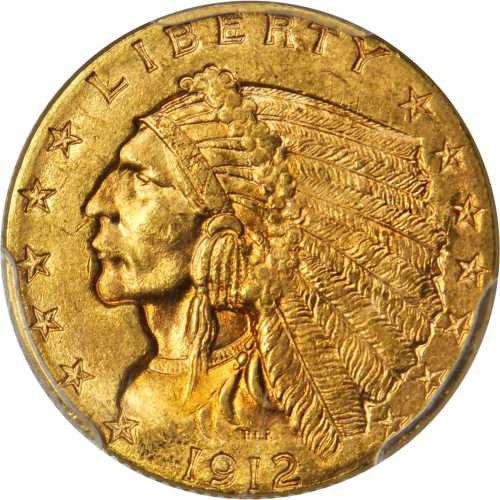 1912 Indian Quarter Eagle. MS-64 (PCGS).