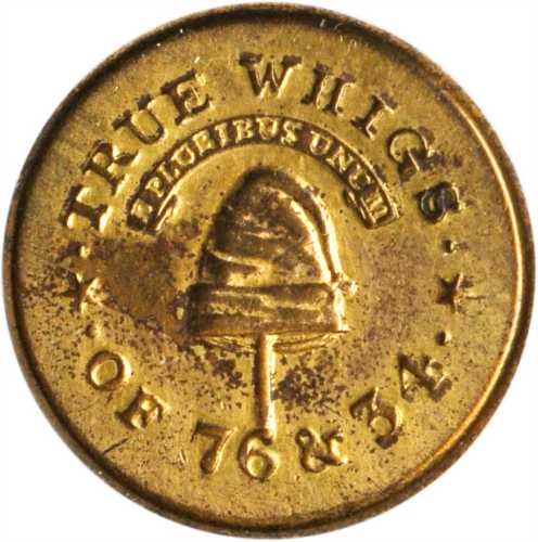 1834 Congressional Election Button. DeWitt-CE 1834-unlisted. Gilt Brass. 12 mm. About Uncirculated.