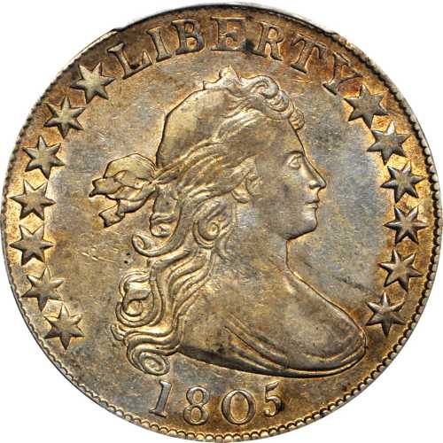 1805 Draped Bust Half Dollar. O-106, T-13. Rarity-3+. EF-40 (PCGS).