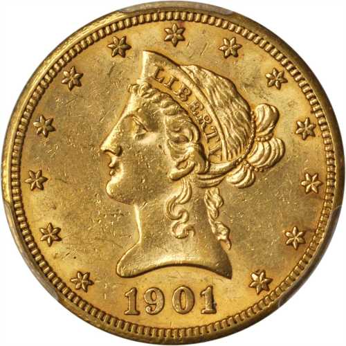 美国1901-S年10美元金币。