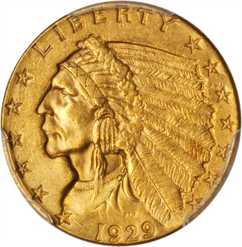 1929 Indian Quarter Eagle. Unc Details--Cleaned (PCGS).