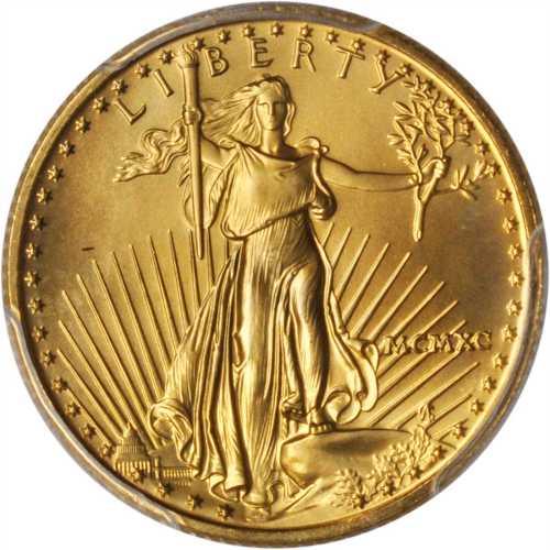 1990 Quarter-Ounce Gold Eagle. MS-69 (PCGS).