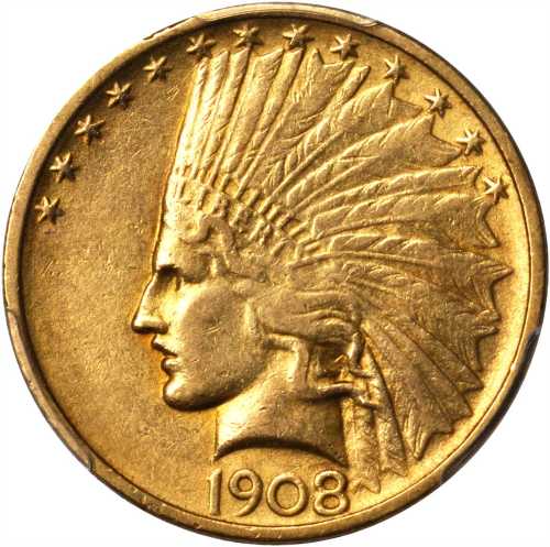 1908 Indian Eagle. No Motto. AU-55 (PCGS).