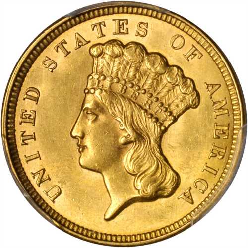 1856 Three-Dollar Gold Piece. MS-62 (PCGS).