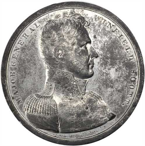 1814 Major General Winfield Scott Medal. White Metal. 65 mm. Julian MI-20. About Uncirculated.