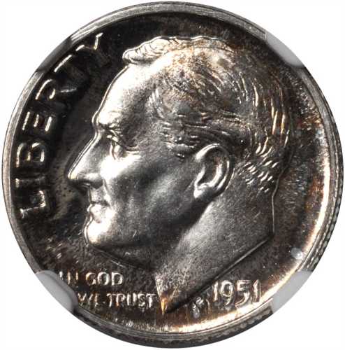 1951 Roosevelt Dime. Proof-68 (NGC).