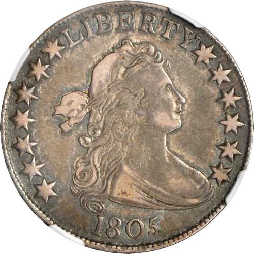 1805 Draped Bust Half Dollar. O-108, T-9. Rarity-4+. VF-35 (NGC).