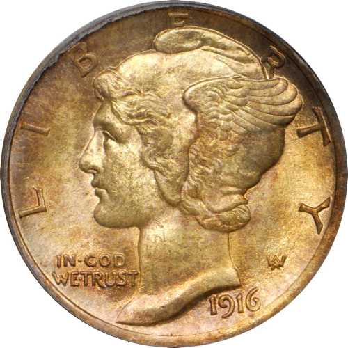 1916-D Mercury Dime. MS-65 FB (PCGS).