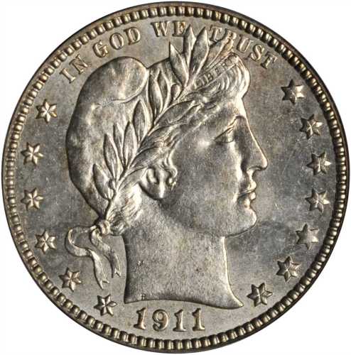 1911-D Barber Quarter. MS-64 (PCGS).