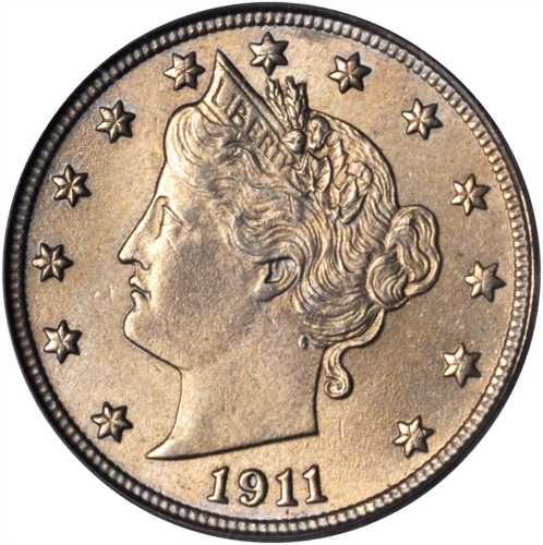 1911 Liberty Head Nickel. MS-64 (PCGS). CAC.