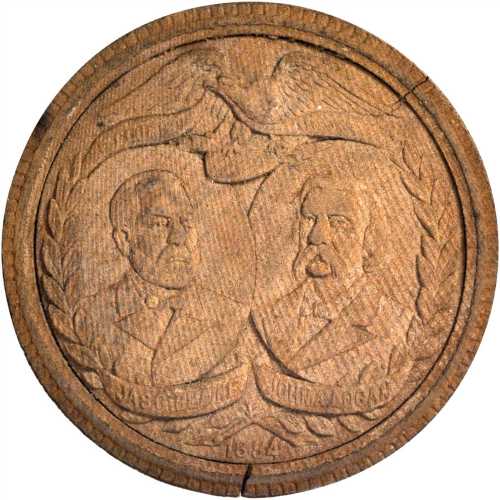 1884 James G. Blaine. DeWitt-JGB 1884-1. Pressed wood. 75 mm. Extremely Fine.