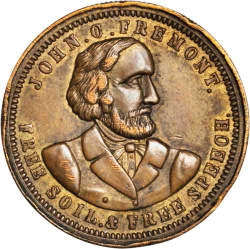 Group of six 1856 John C. Freemont campaign medalets, all brass.