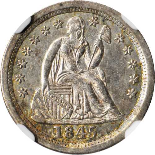 1845-O Liberty Seated Dime. Fortin-101a. Rarity-4. Large Thin O. MS-62 (NGC). CAC.