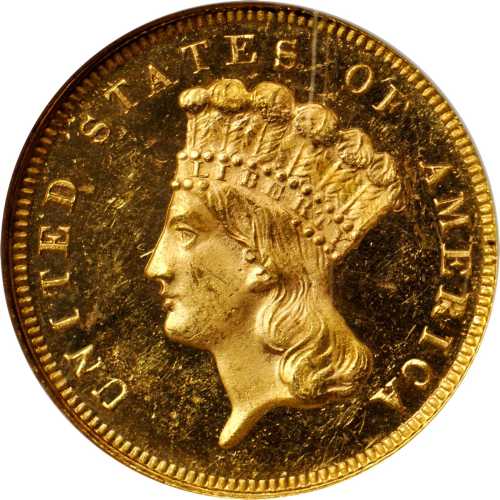 1880 Three-Dollar Gold Piece. MS-64 DPL (NGC).